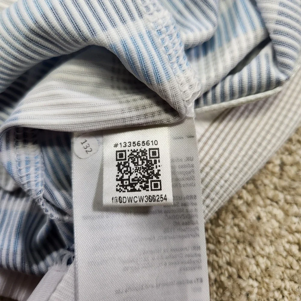 Adidas‎ Polo Men 2XL Peformance Heat Ready Pinehurst Golf Striped Blue Quick Dry